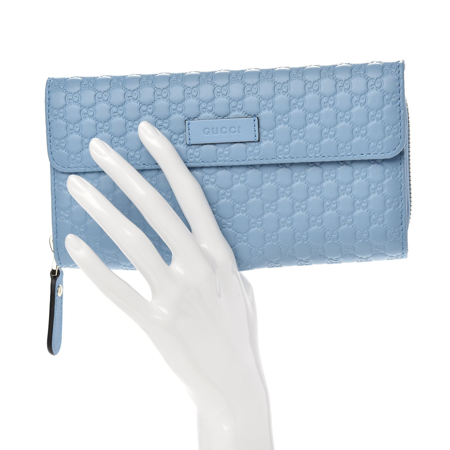 Soft Microguccissima Continental Zip Wallet Mineral Blue