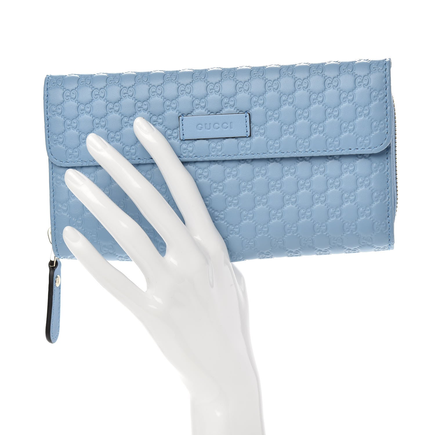 Gucci Soft Microguccissima Continental Zip Wallet Mineral Blue 2 of 11