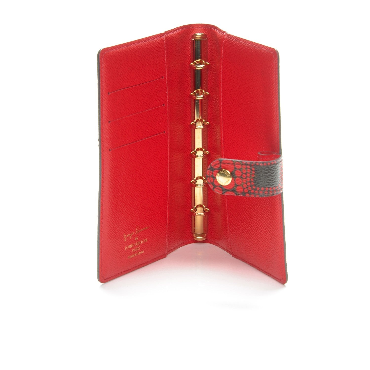 Louis Vuitton Monogram Kusama Town Small Ring Agenda Cover Red 5 of 7
