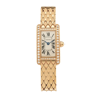 Cartier 18K Pink Gold Diamond Bezel 15mm Tank American Watch 1 of 4