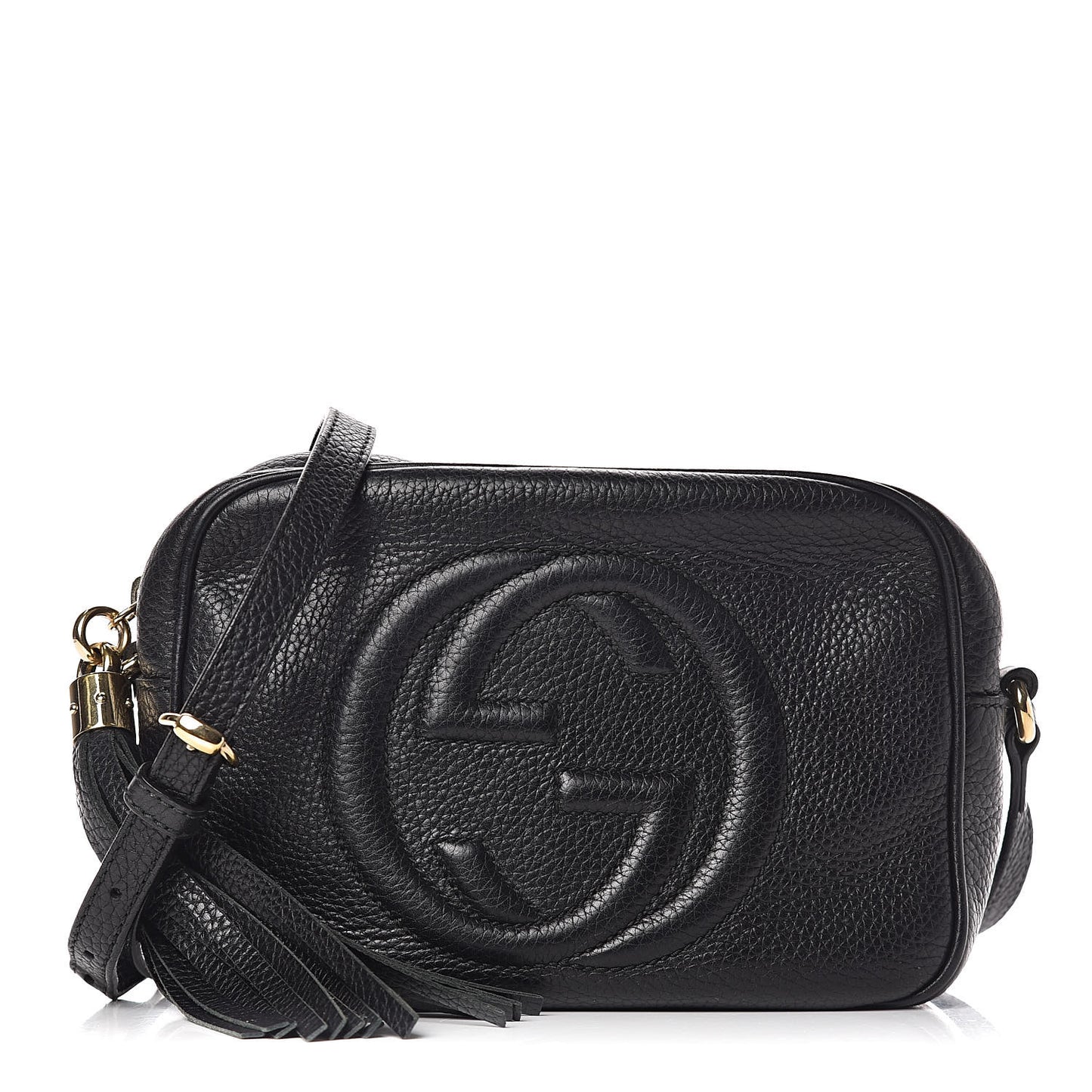 Pebbled Calfskin Small Soho Disco Bag Black