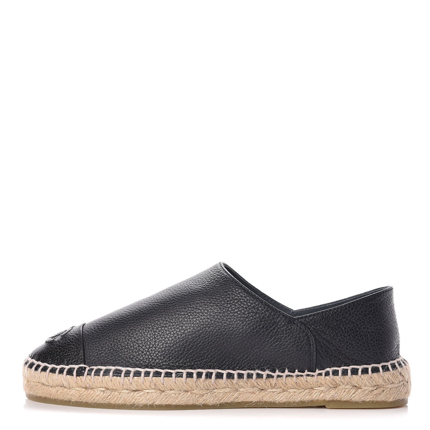 Grained Calfskin CC Espadrilles 39 Black Navy