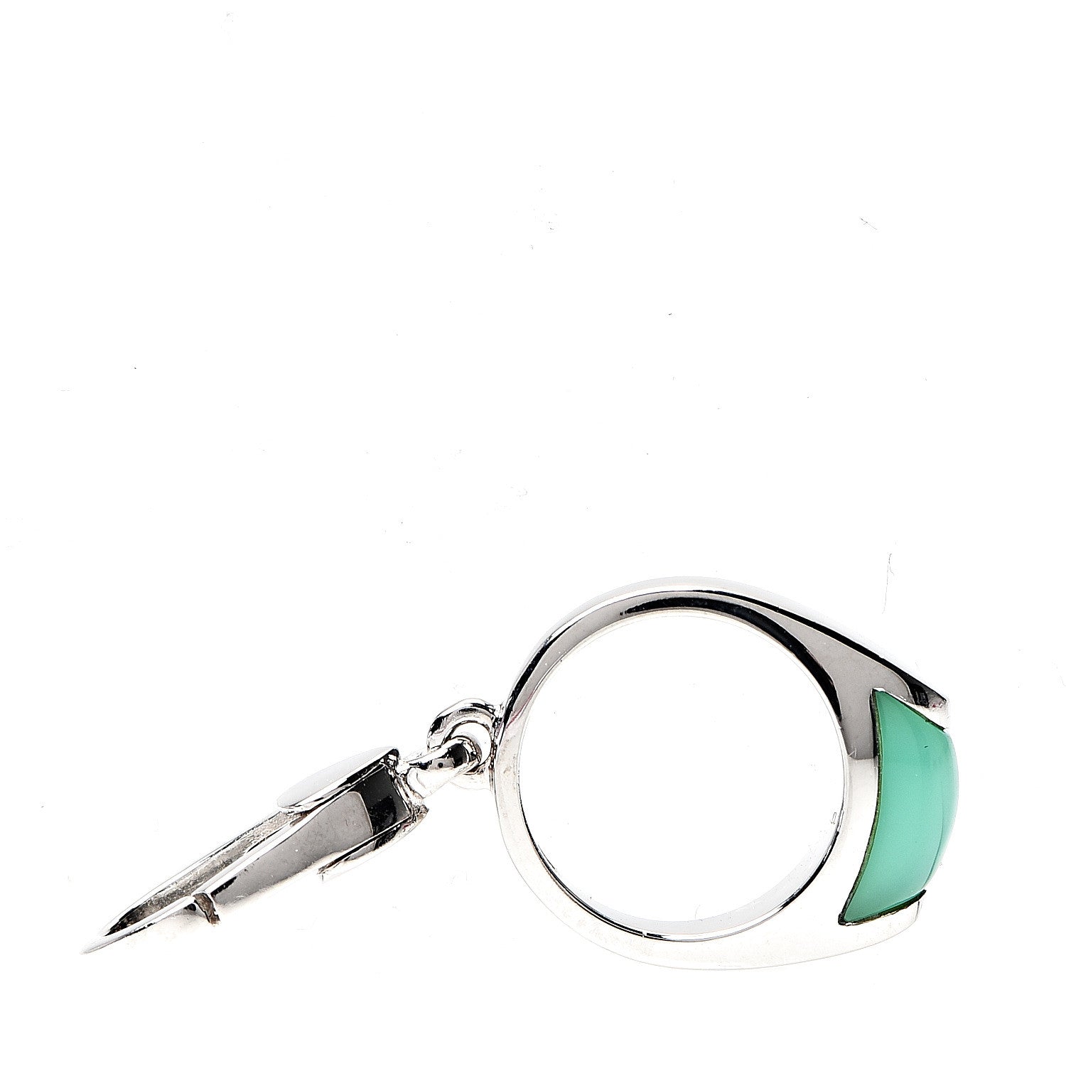 Bulgari 18K White Gold Chalcedony Tronchetto Charm Pendant 3 of 5
