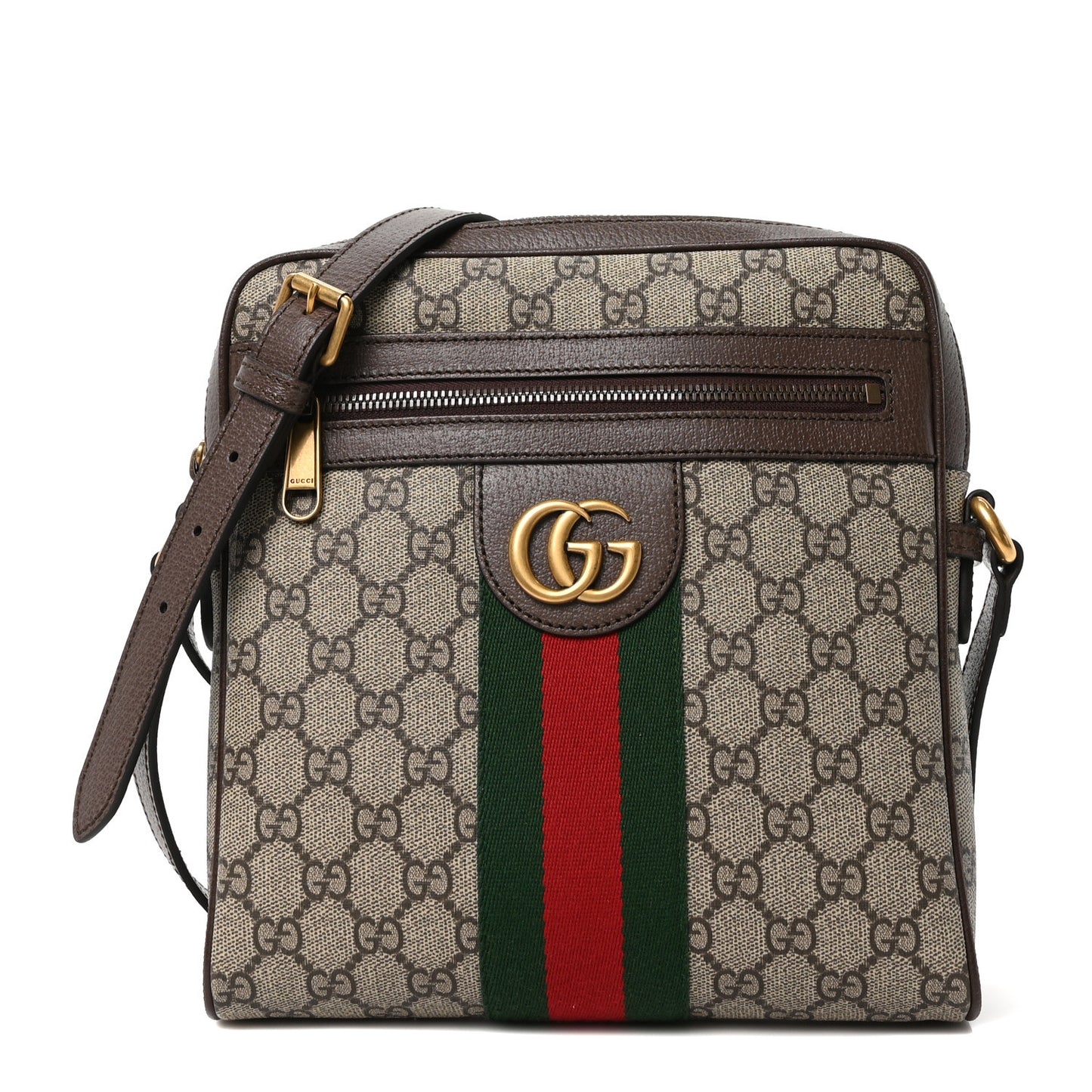 GG Supreme Monogram Web Small Ophidia Messenger Bag Brown