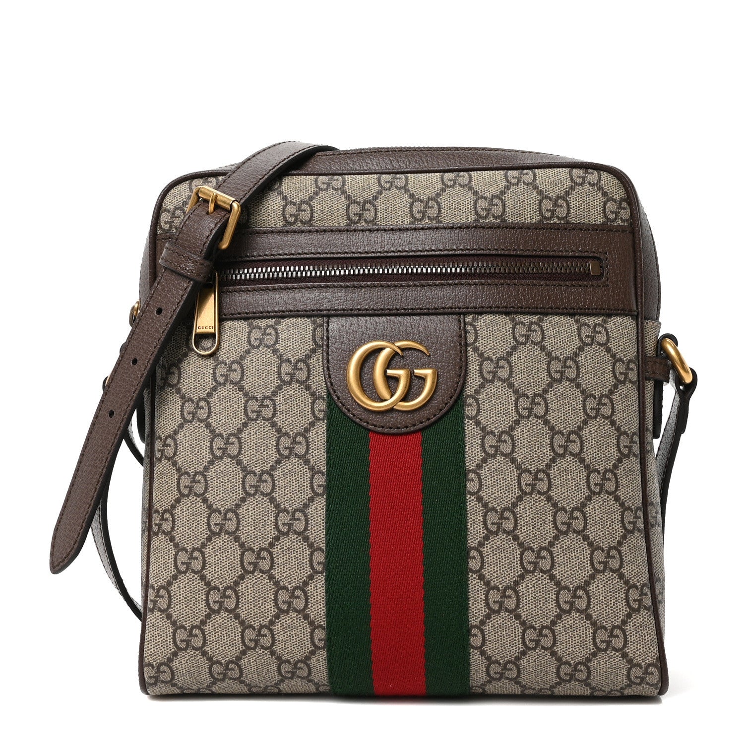 Gucci GG Supreme Monogram Web Small Ophidia Messenger Bag Brown 1 of 10