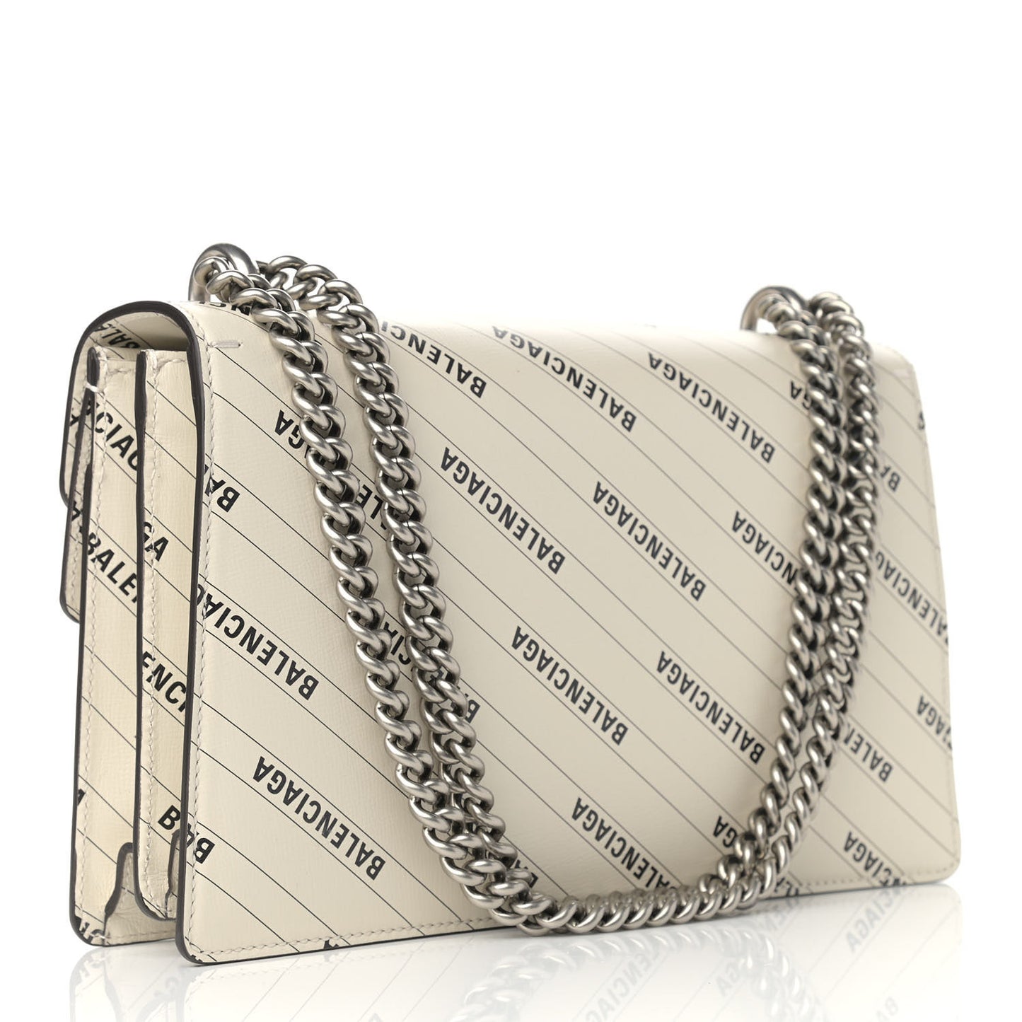 X BALENCIAGA Calfskin Logo Print Small Dionysus Shoulder Bag White