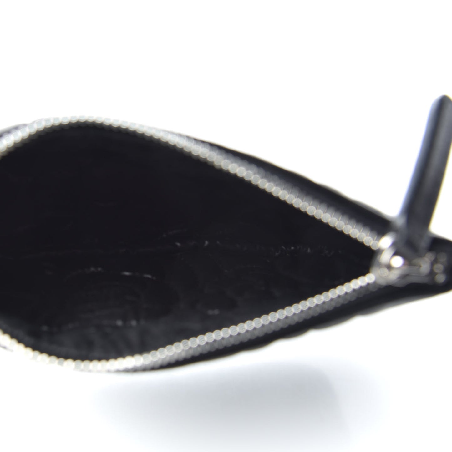 Goatskin Camellia Embossed Cosmetic Pouch Black
