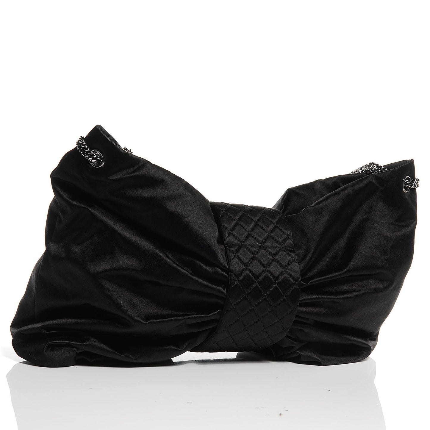 Satin Large Bow Bag Black
