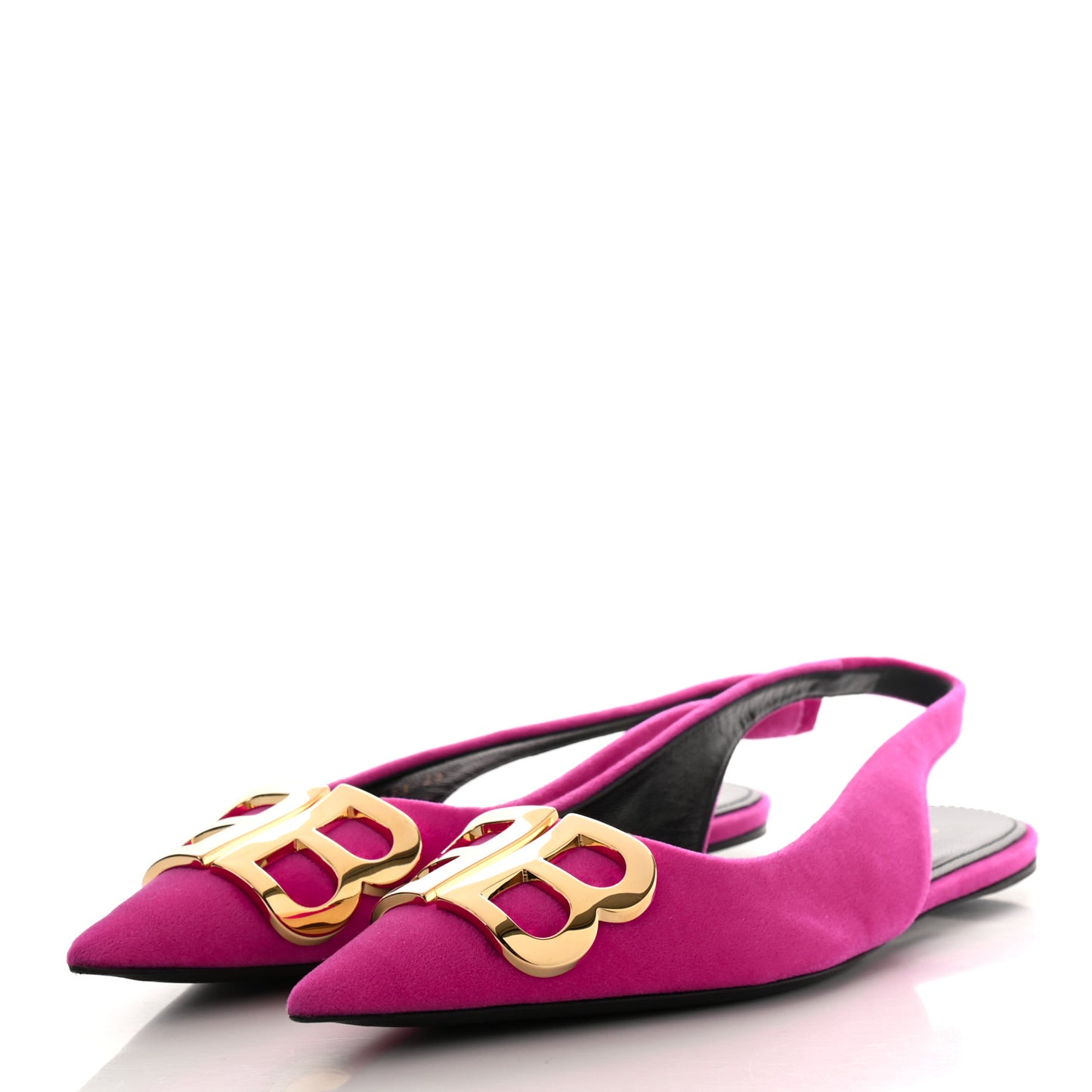 Velvet BB Knife Pointy Toe Slingback Flats 35 Pink