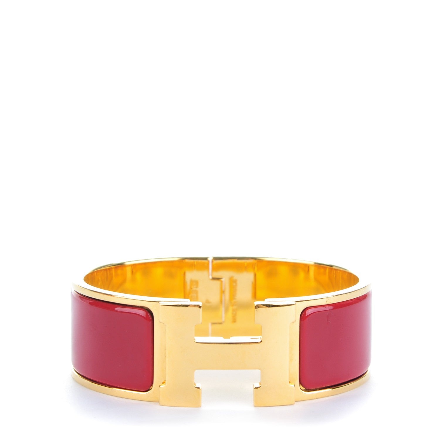 Hermes Enamel Wide Clic Clac H Bracelet PM Rouge H 1 of 5