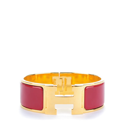 Hermes Enamel Wide Clic Clac H Bracelet PM Rouge H 1 of 5