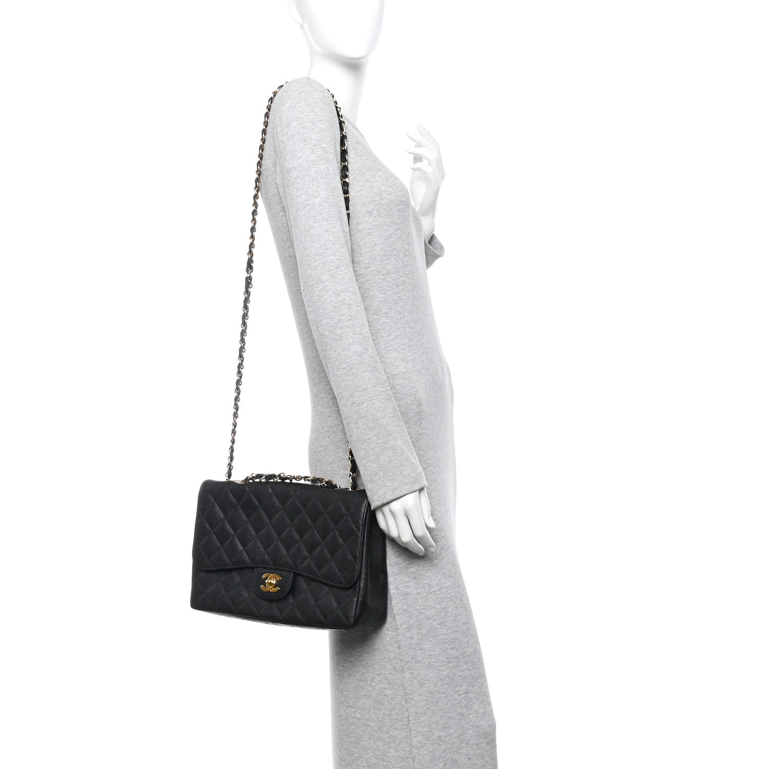 Chanel Caviar Quilted Jumbo Single Flap Black 2 of 11