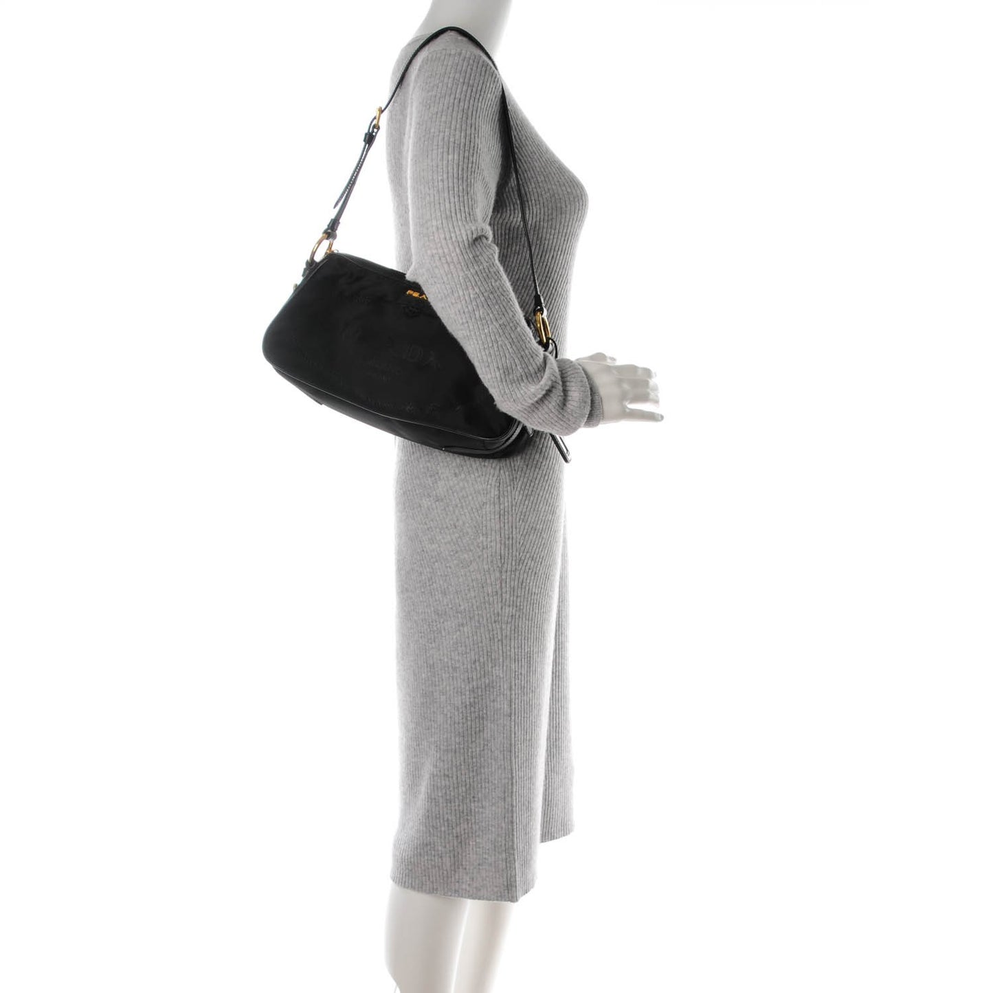 Tessuto Nylon Jacquard Logo Shoulder Bag Nero Black