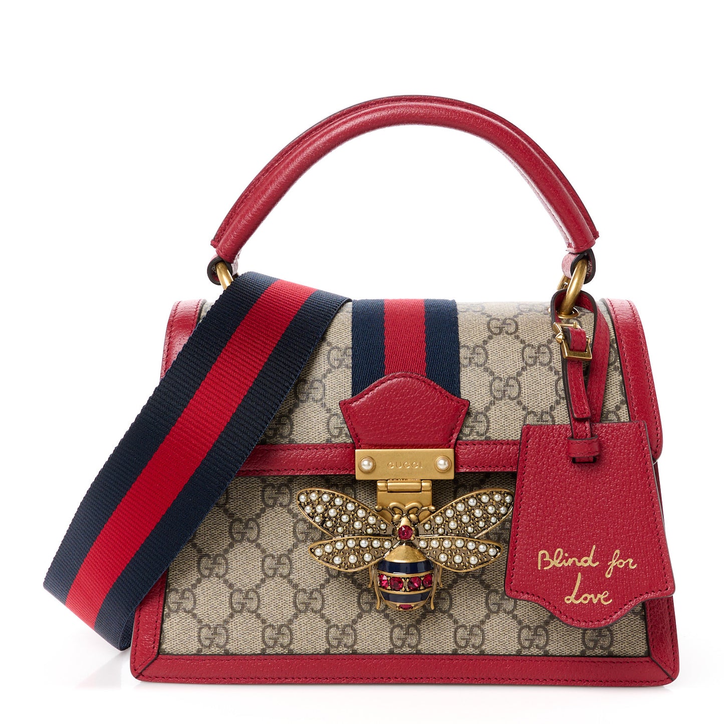GG Supreme Monogram Small Queen Margaret Top Handle Bag Red