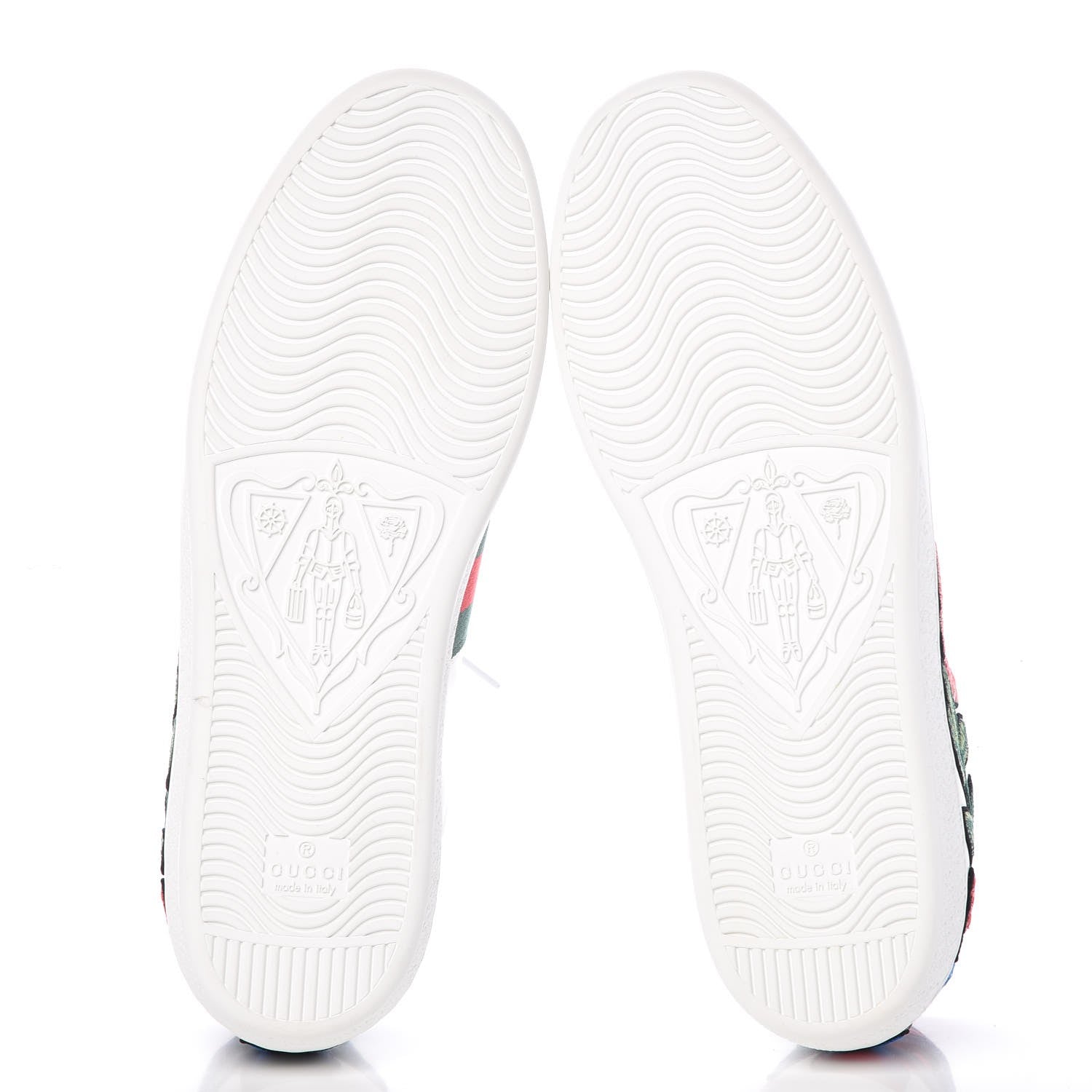Gucci Calfskin Web Floral Embroidered Ace Sneakers 39.5 White 5 of 10