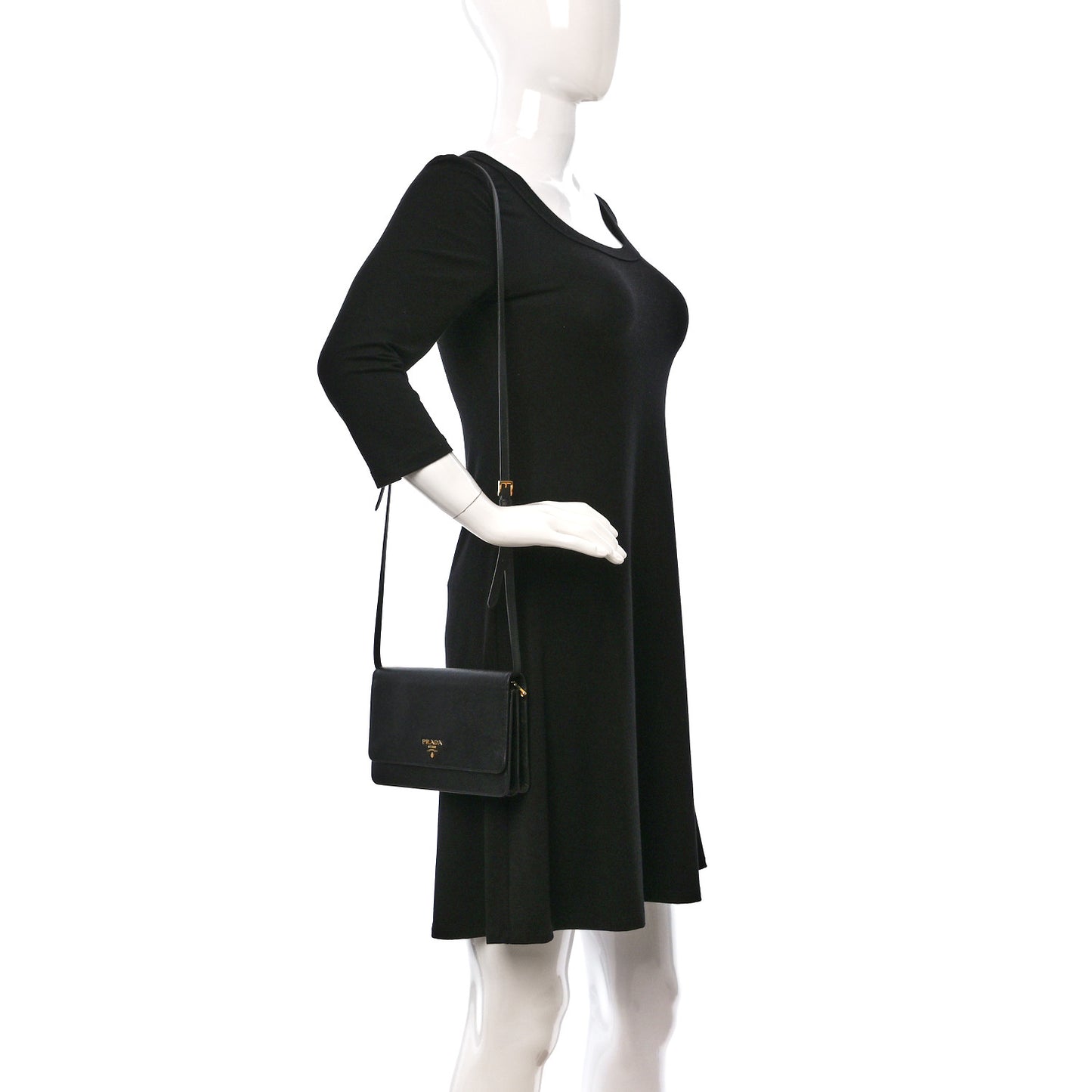 Saffiano Vernice Mini Crossbody Wallet Black