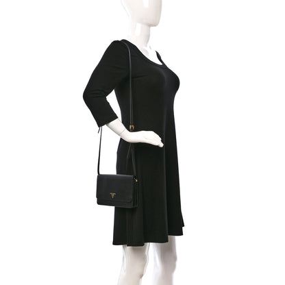 Prada Saffiano Vernice Mini Crossbody Wallet Black 2 of 8