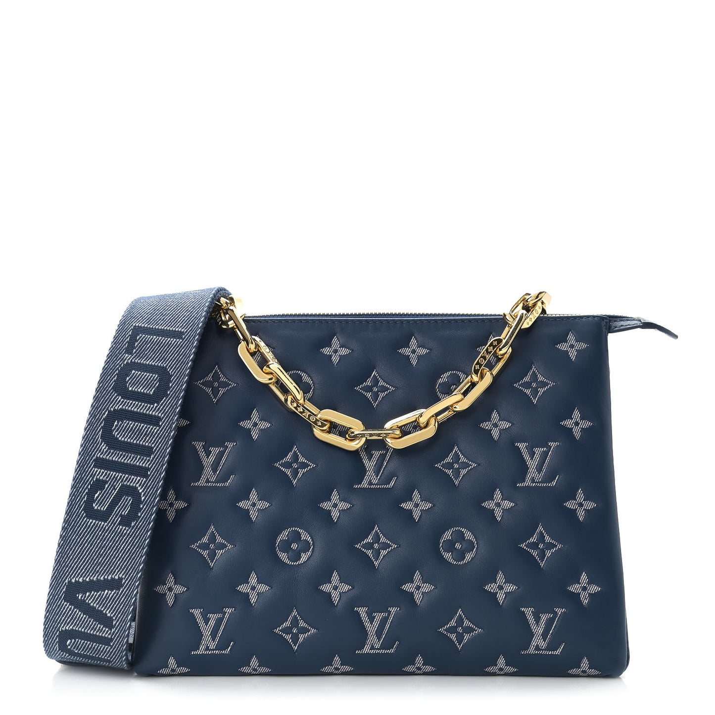 Lambskin Embossed Monogram Coussin PM Denim Blue