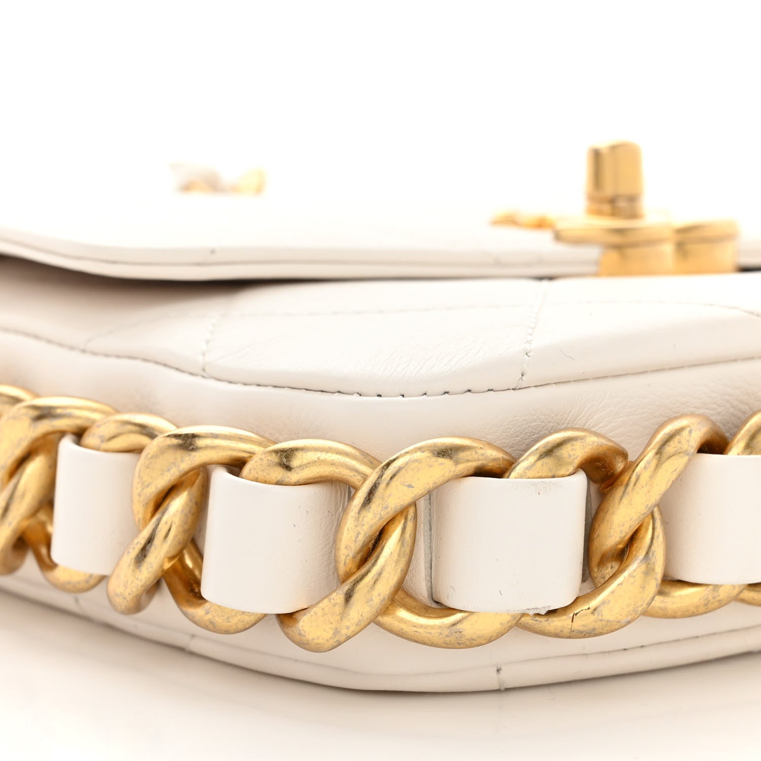 Chanel Calfskin Quilted Small Framing Chain Flap Bag White 9 of 10