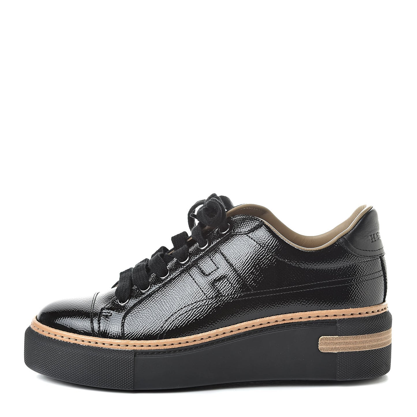 Patent Epsom Womens Polo Sneakers 37 Black