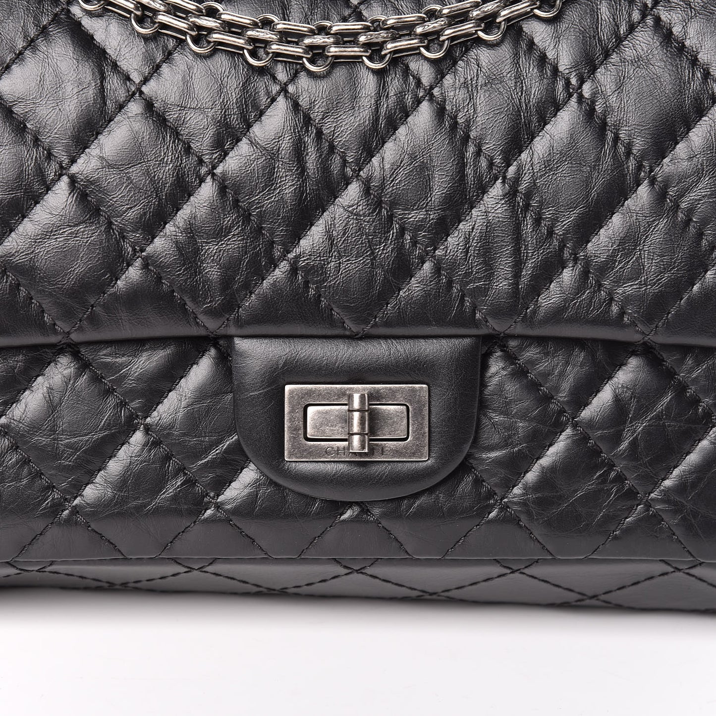 Aged Calfskin Quilted 2.55 Reissue 225 Flap Black