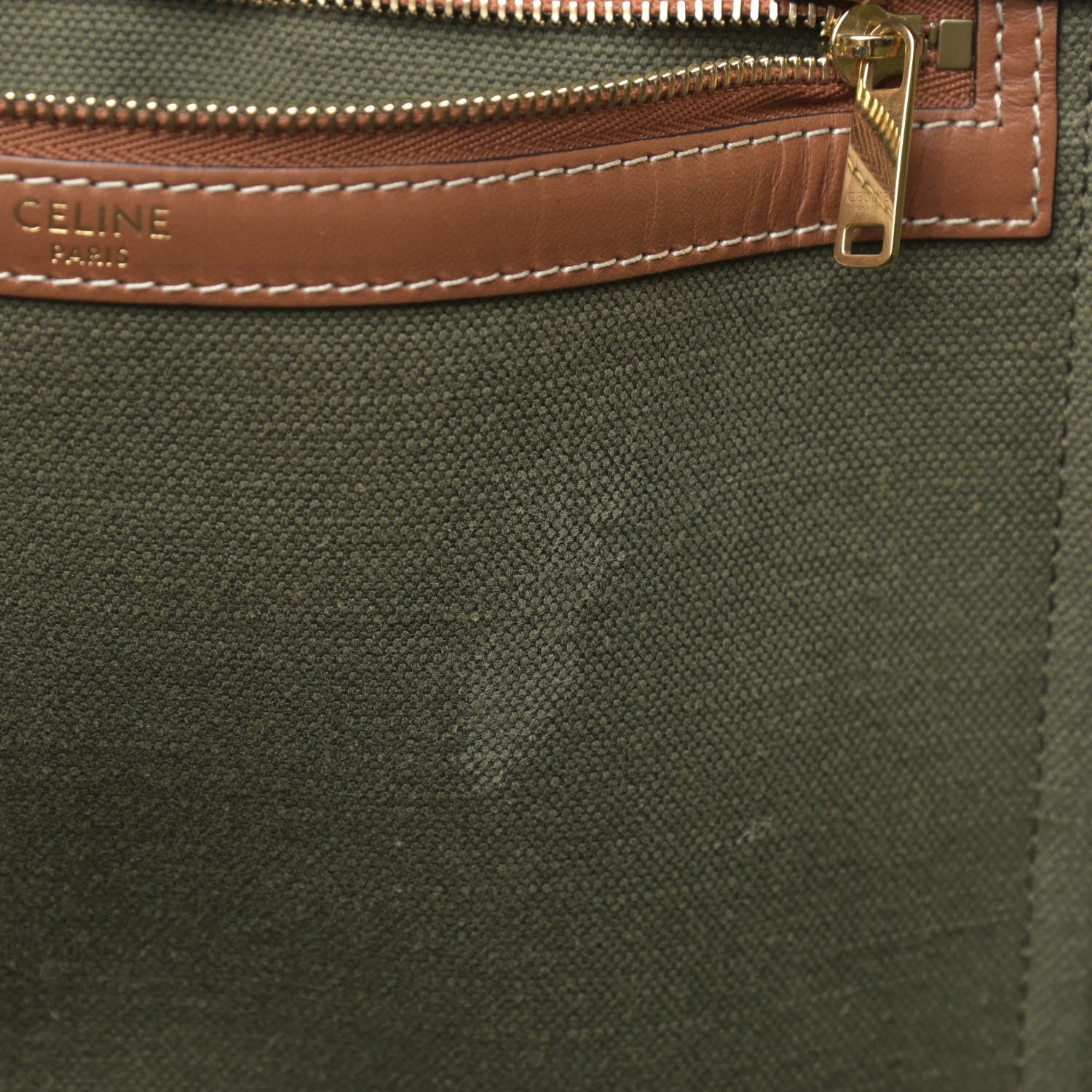 Celine Canvas Calfskin Vertical Cabas Green 13 of 13