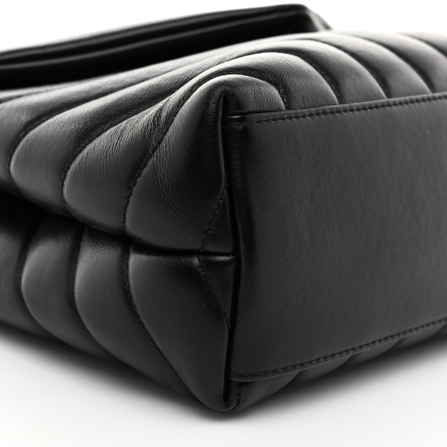 Calfskin Y Quilted Monogram Small Loulou Chain Satchel Black