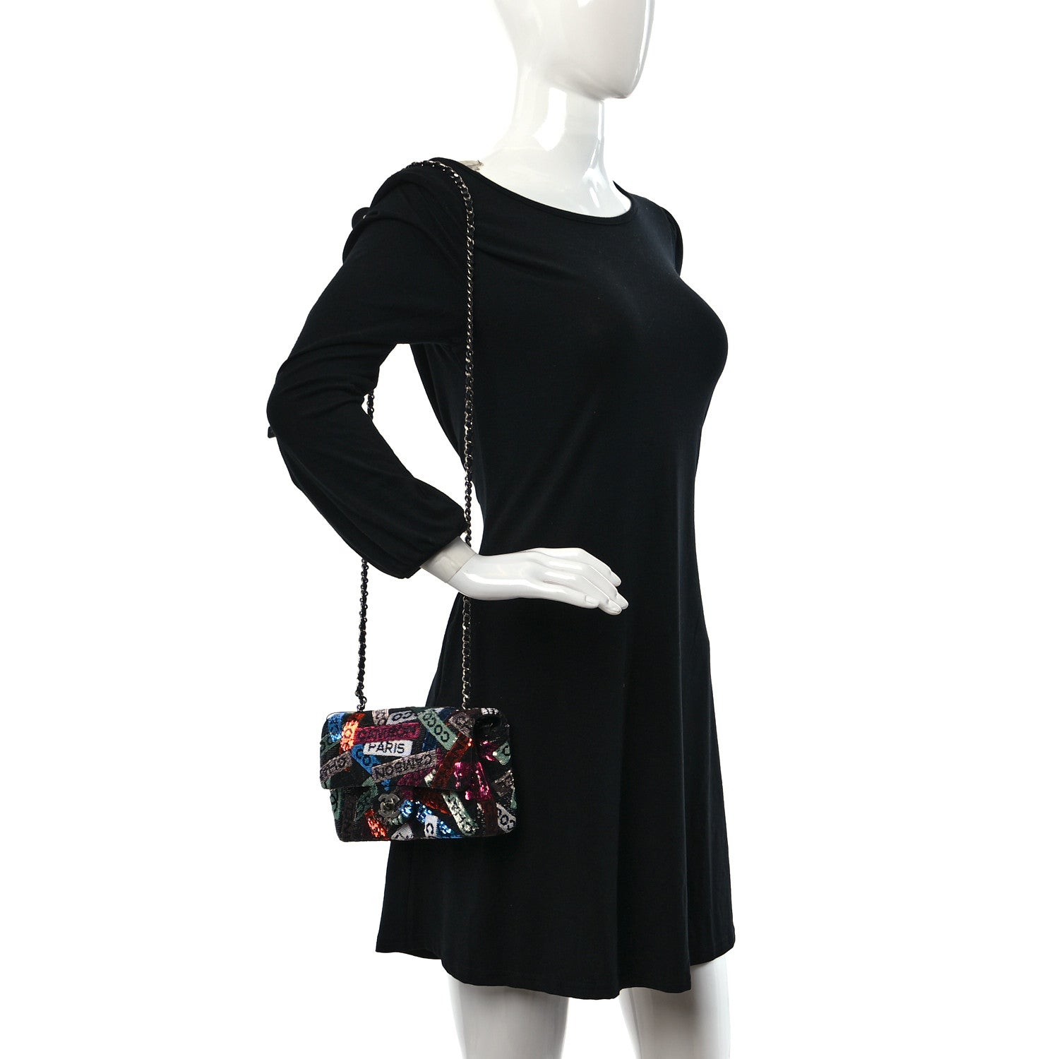 Chanel Sequin Logo Small Flap Ruthenium Multicolor 2 of 9