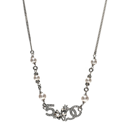 Chanel Crystal Pearl Star 5 CC Necklace Silver 1 of 6
