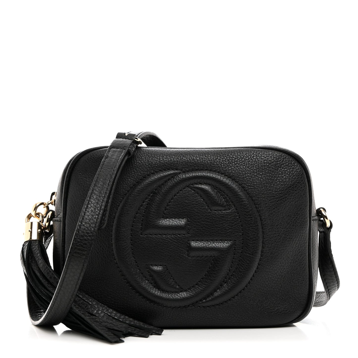 Pebbled Calfskin Small Soho Disco Bag Black