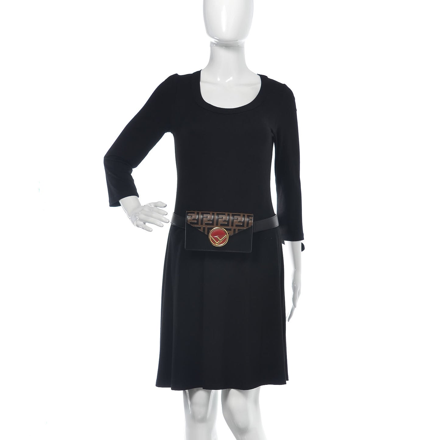 Vitello Liberty F is Fendi Bi-Color FF 1974 Embossed Envelope Belt Bag Maya Black