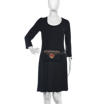 Fendi Vitello Liberty F is Fendi Bi-Color FF 1974 Embossed Envelope Belt Bag Maya Black 2 of 11
