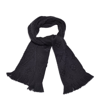 Louis Vuitton Wool Silk Logomania Scarf Black 1 of 3