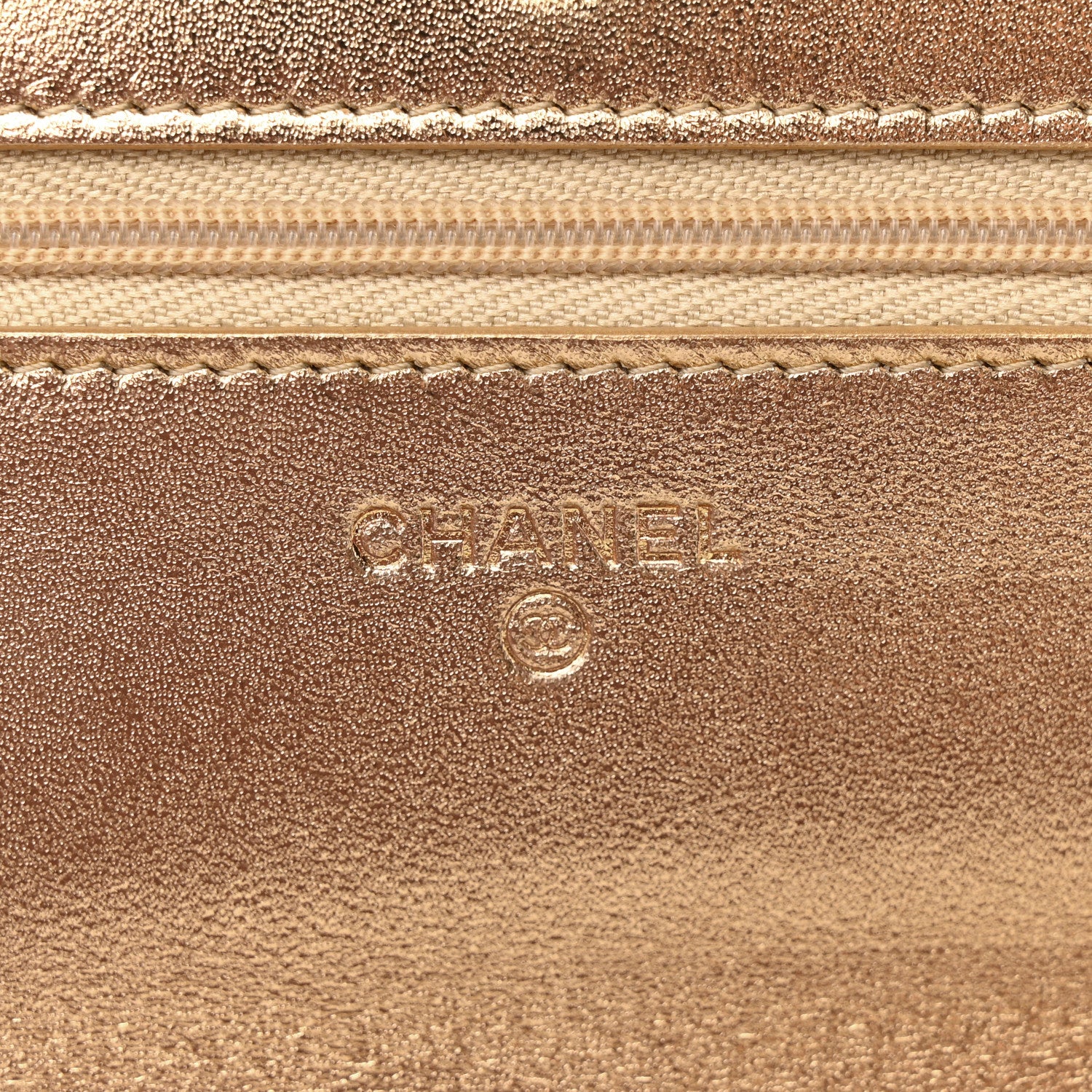 Chanel Hammered Metallic Calfskin Quilted Wallet On Chain WOC Gold 6 of 13
