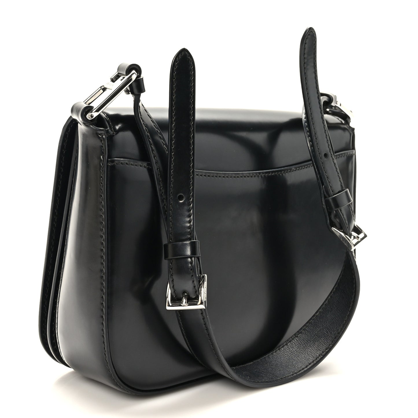 Spazzolato Flap Shoulder Bag Black