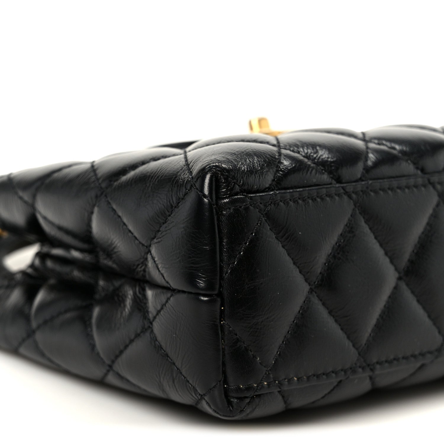 Chanel Shiny Aged Calfskin Quilted Nano Kelly Shopper Black 9 of 10