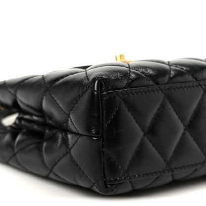 Chanel Shiny Aged Calfskin Quilted Nano Kelly Shopper Black 9 of 10