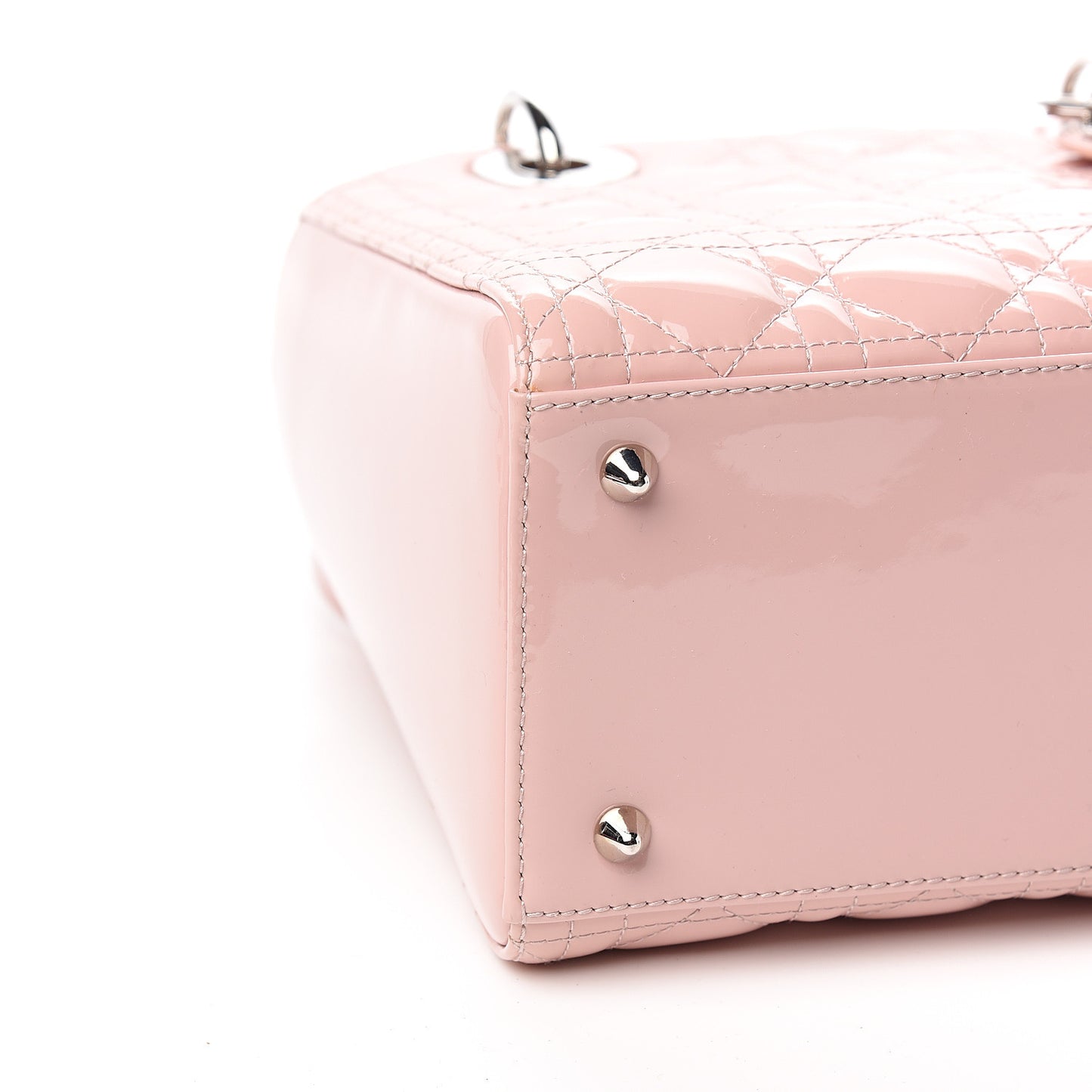 Patent Cannage Medium Lady Dior Rose Clair