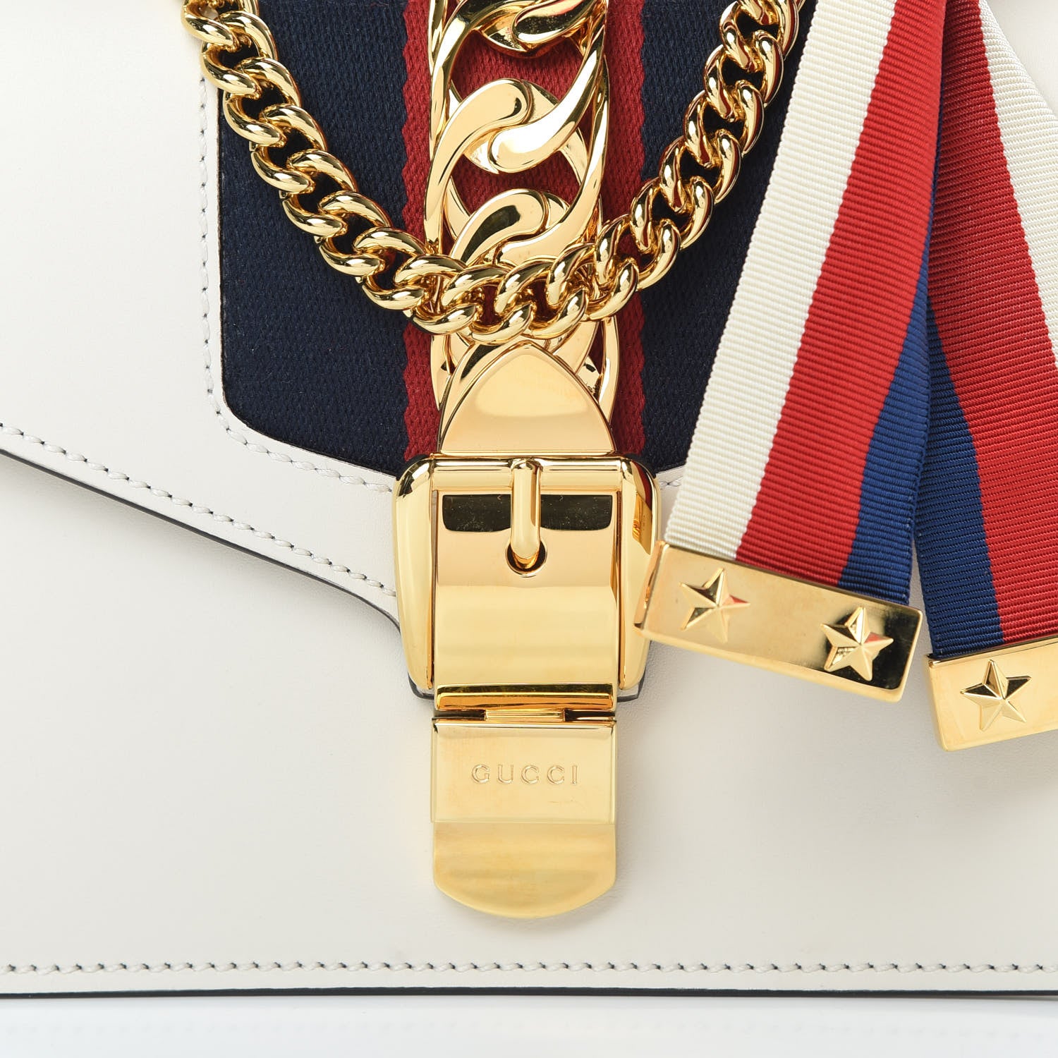 Gucci Calfskin Mini Sylvie Chain Shoulder Bag White 8 of 10