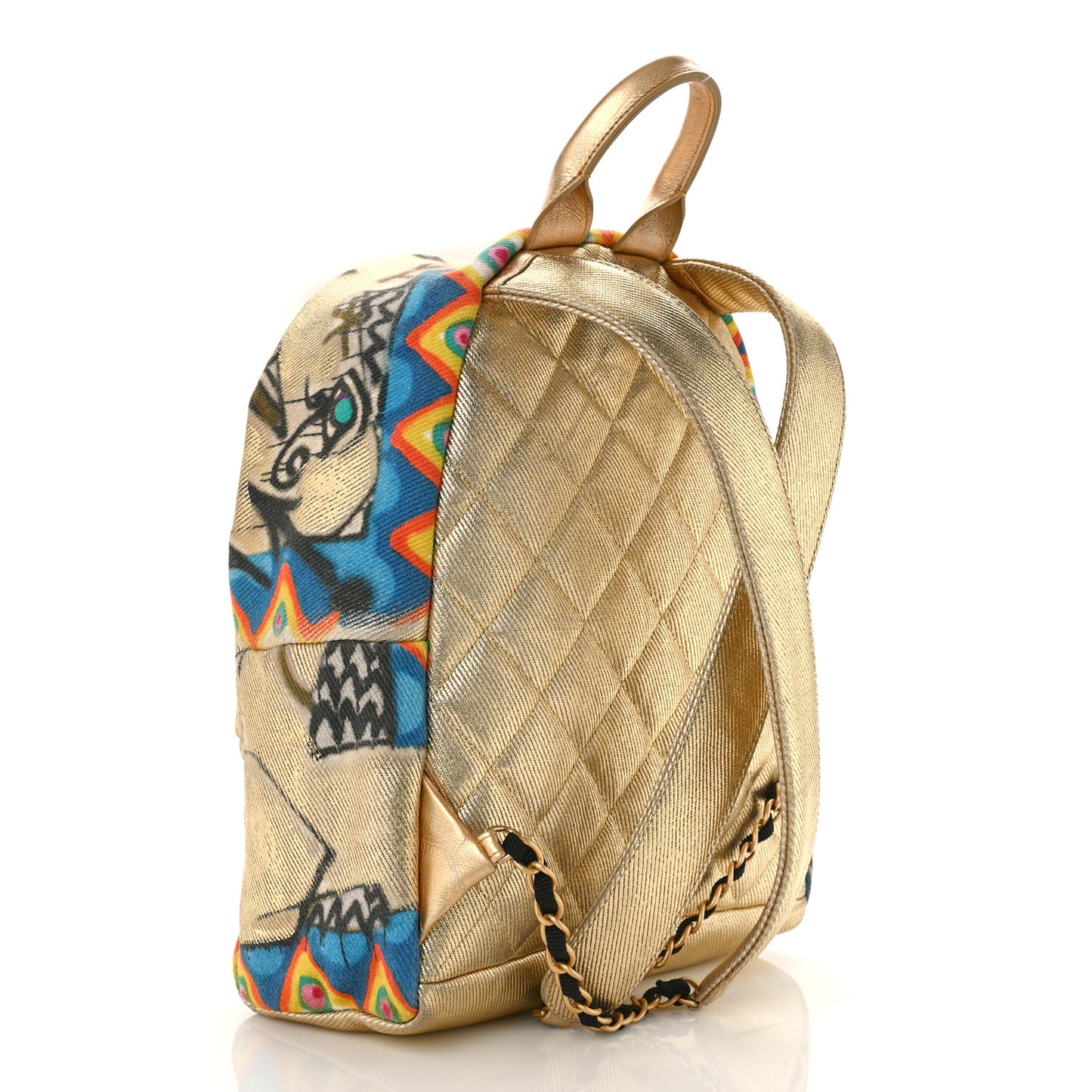 Graffiti Printed Canvas Street Spirit Backpack Multicolor