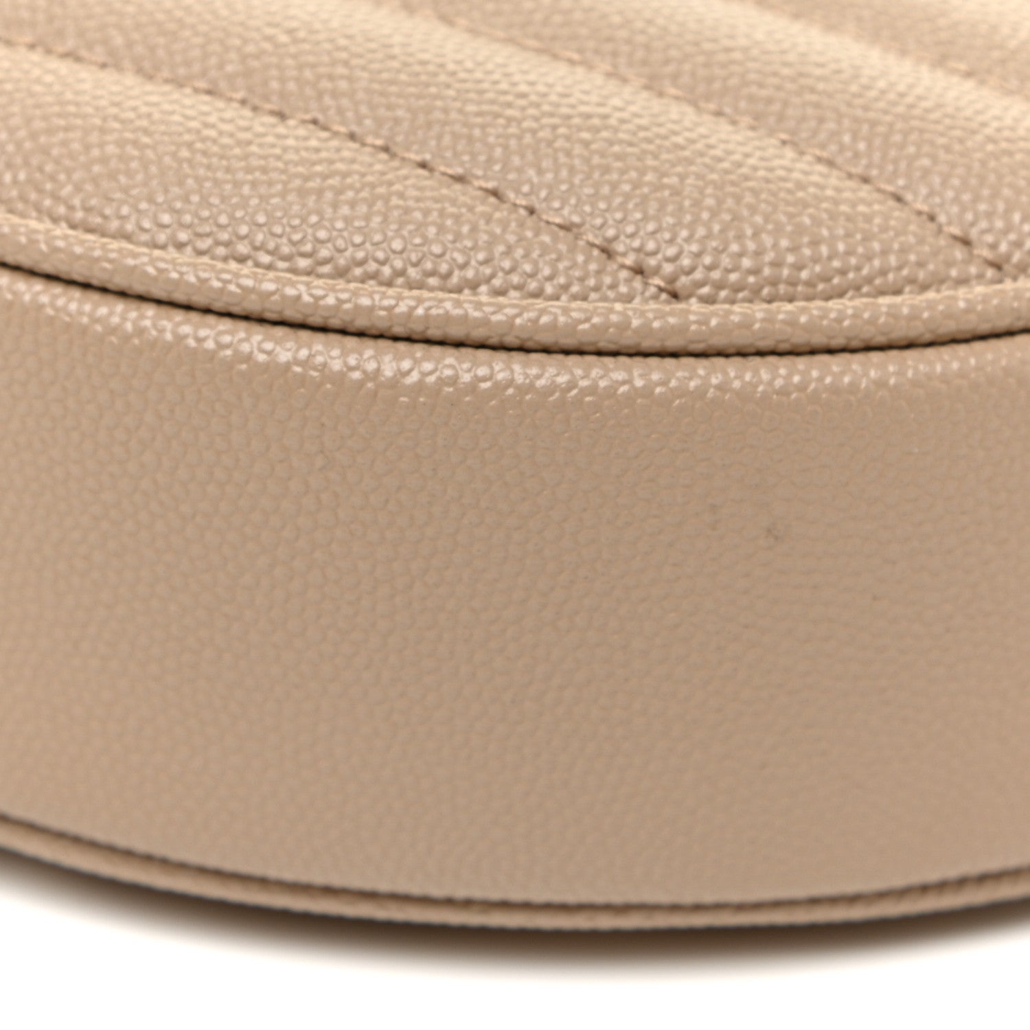 Saint Laurent Grain De Poudre Matelasse Chevron Quilted Round Vinyle Camera Bag Dark Beige 9 of 10