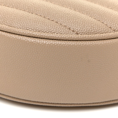 Saint Laurent Grain De Poudre Matelasse Chevron Quilted Round Vinyle Camera Bag Dark Beige 9 of 10