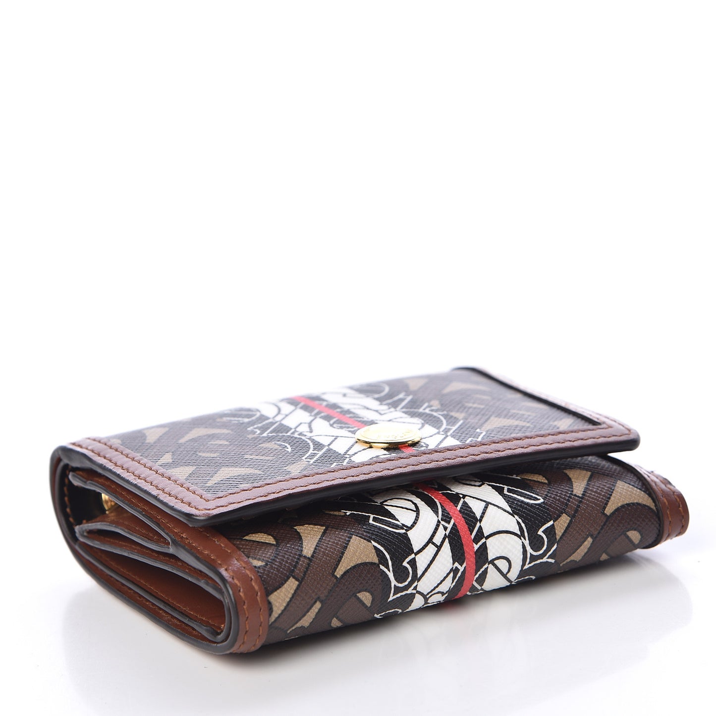 E-Canvas Monogram Stripe Small Lancaster Folding Wallet Bridle Brown