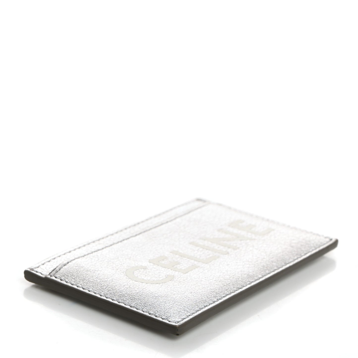 Calfskin Logo Card Holder Silver
