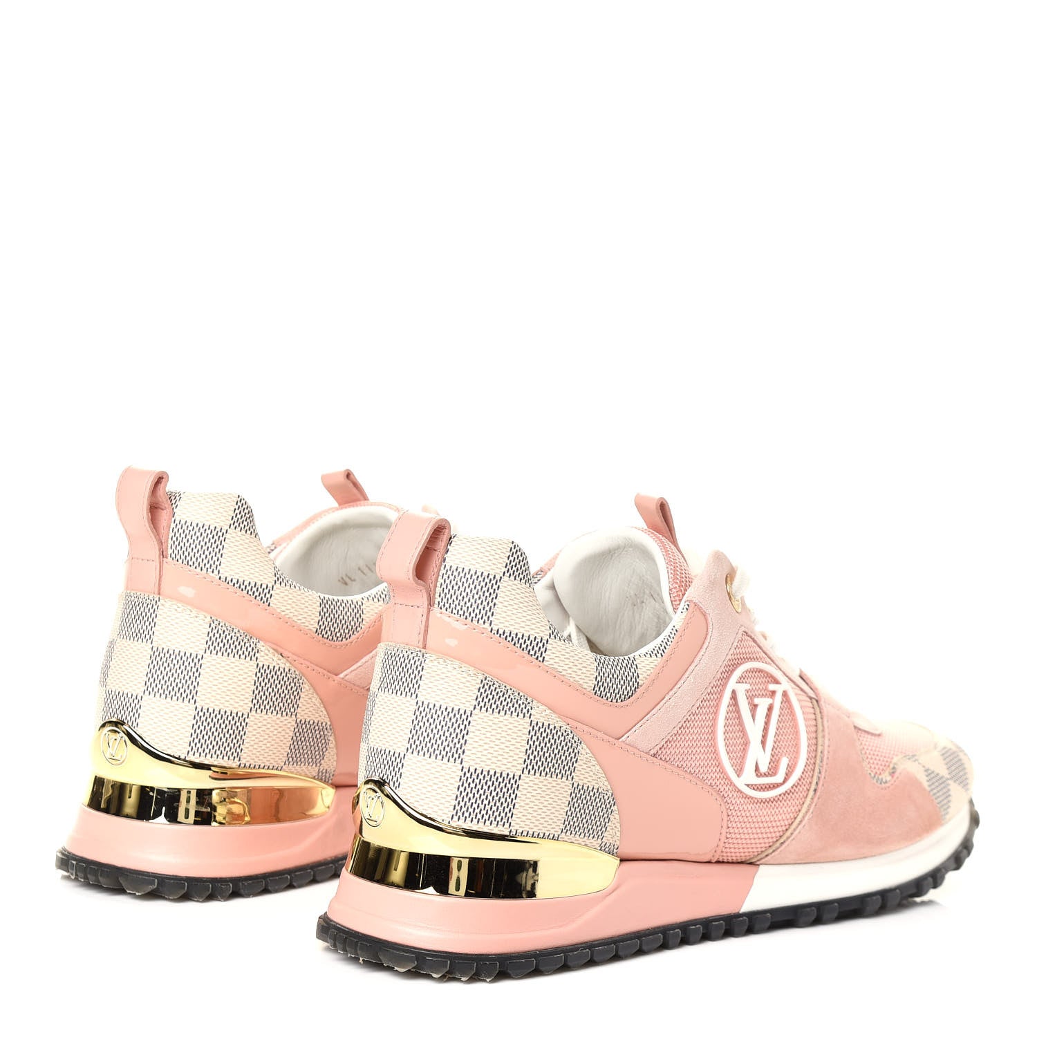 Louis Vuitton Suede Damier Azur Run Away Sneakers 37.5 Pink 5 of 8