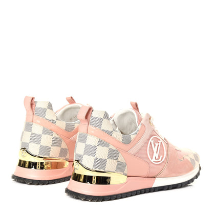 Louis Vuitton Suede Damier Azur Run Away Sneakers 37.5 Pink 5 of 8