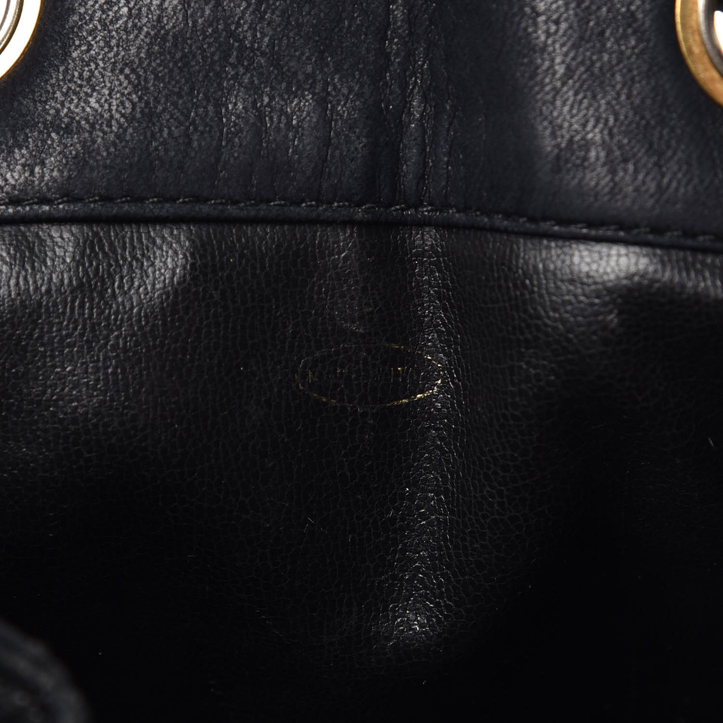 Lambskin Quilted Drawstring Bag Black