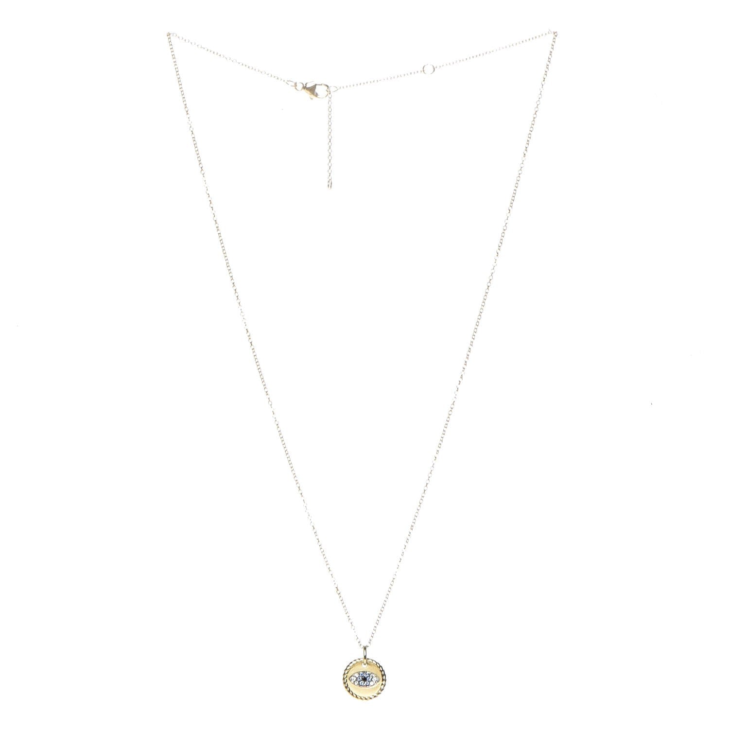 David Yurman 18K Yellow Gold Blue Sapphire Diamond Evil Eye Necklace 3 of 8
