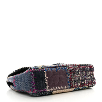Chanel Denim Tweed Patchwork Jumbo Single Flap Multicolor 4 of 10