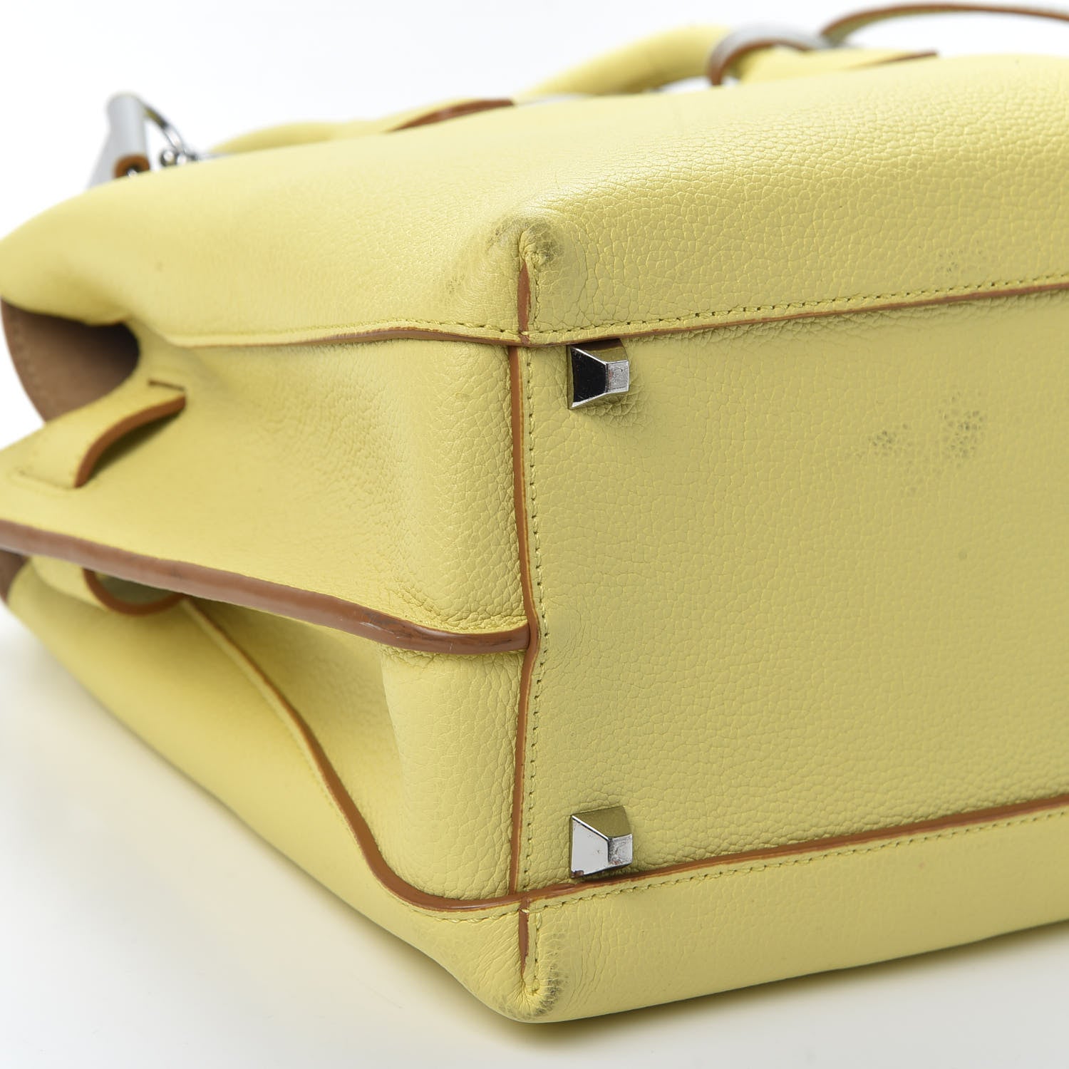 MCM Grained Calfskin Medium Milla Tote Custard Yellow 5 of 7